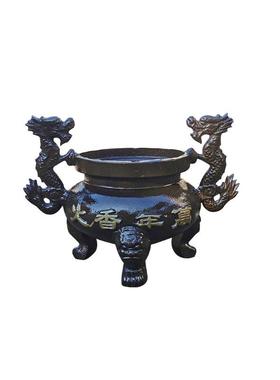 祠堂铸铁长方形插供奉香炉圆形大号寺庙香炉鼎室内家用佛堂烧香炉