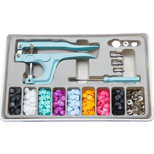 T5彩色塑料树脂四合扣633金属暗按纽扣安装工具手压钳套装