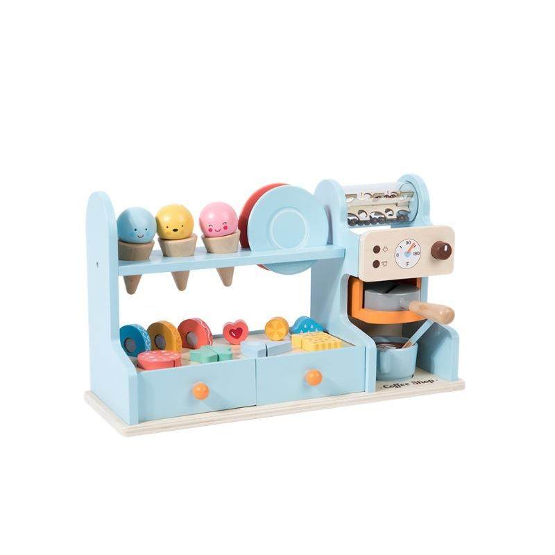 儿童冰淇淋玩具木质雪糕店咖啡机冰激凌组合女孩过家家生日礼物