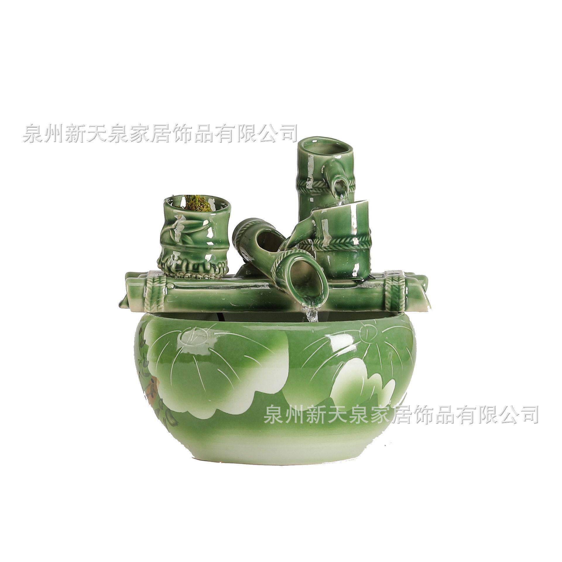 陶瓷流水摆件水循环鱼缸小型家用客厅电视柜桌面装饰家居喷泉加湿