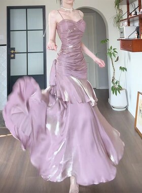 速发Goo兰 Job【温柔d波】法式荷叶边吊带连轻礼服小众高端生日裙