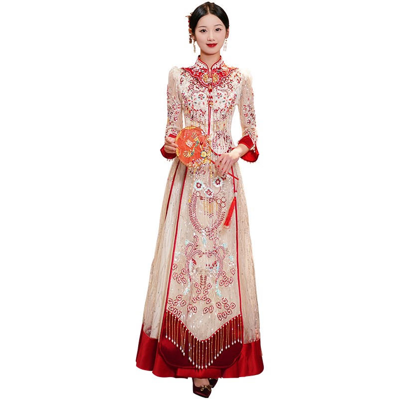 速发金色秀禾服婚服2024新款新娘结婚礼服香槟色敬酒服重工小个子