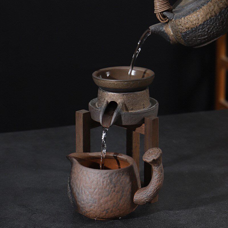 速发古早烧过滤组手工粗茶复古茶漏茶滤过滤陶叶网鸡翅配支架茶具