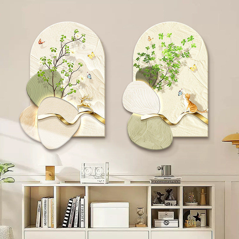 速发奶挂风墙厅装饰画小清新绿植客厅沙发背景墙油画高级感新款餐