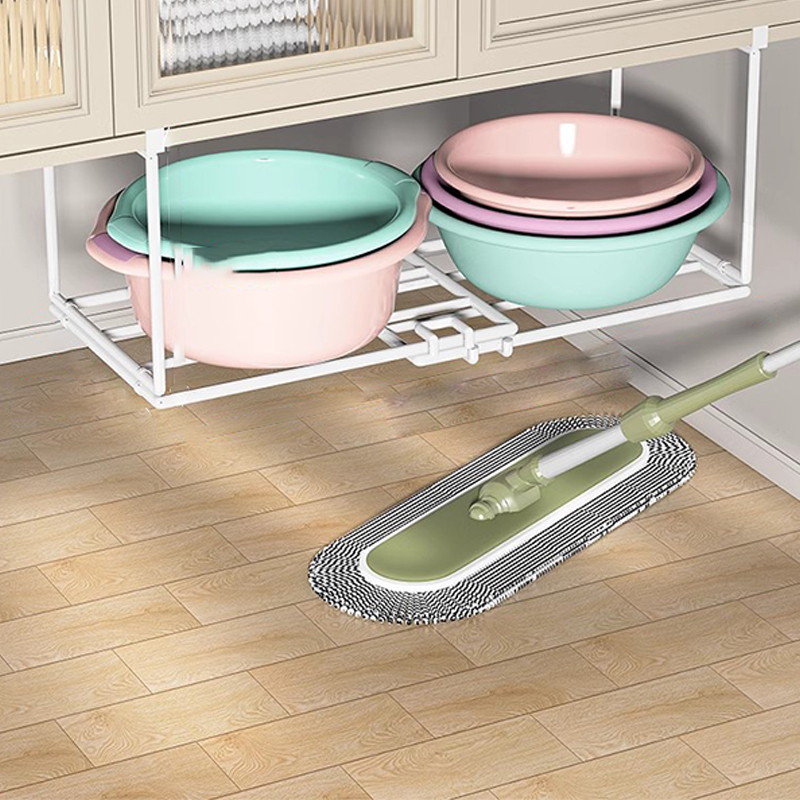 速发浴室柜架盆子置物下卫生间脸盆收纳架洗漱台底部悬空壁挂式免