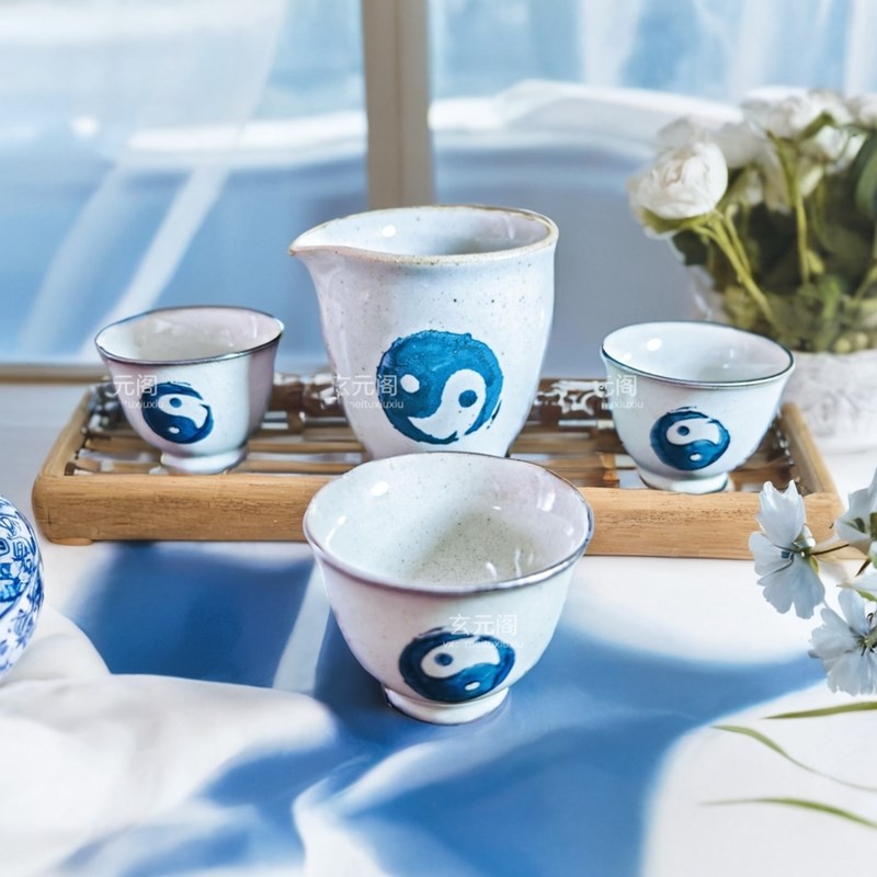 速发号绘粗陶瓷手工功夫茶具复古青花大手分极杯景德镇中式公道杯