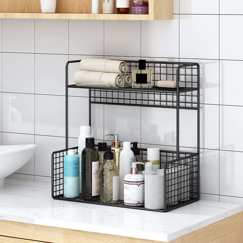 速发卫生间洗漱台置物架化妆品收纳架浴室整理神器厕洗所手间桌面