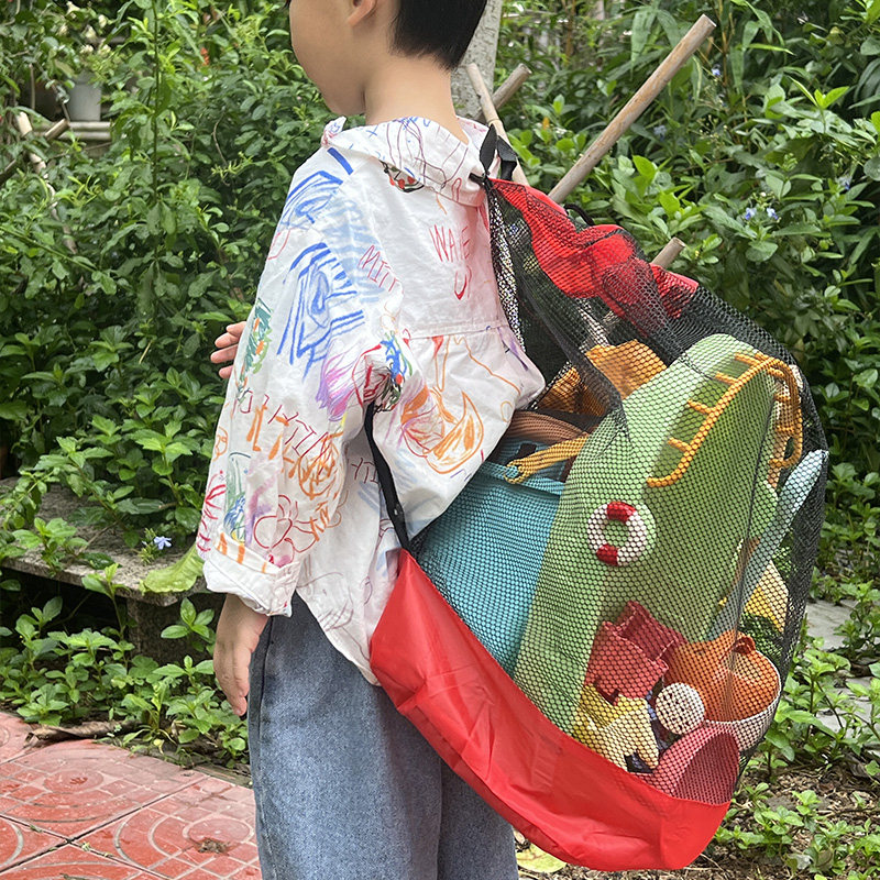 现货速发儿童沙滩玩具收纳袋大容量滤水网兜宝宝海边海滩挖沙戏水