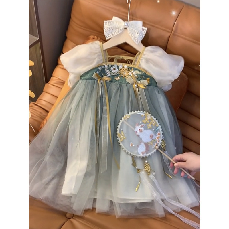 现货速发童汉服连衣裙夏装新款儿童民族风古装超仙襦裙孩公主裙子