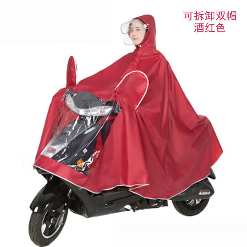 现货速发雨衣电动车单人摩托车雨披透明双面罩牛津成人骑行男加大