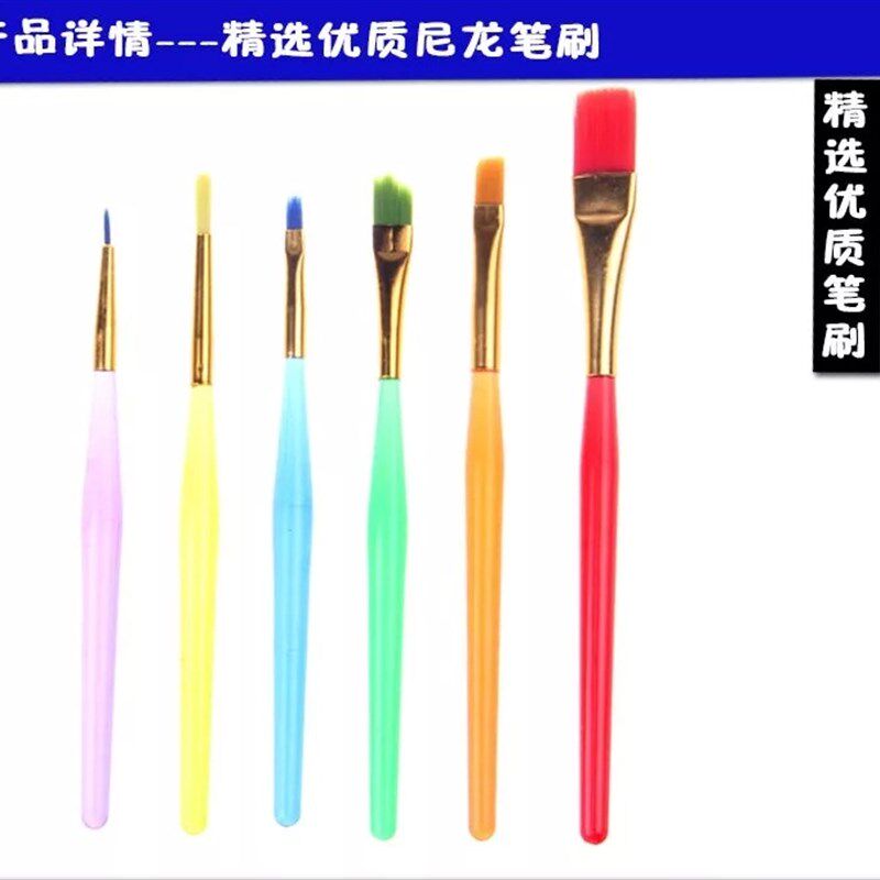 现货速发6色笔刷儿童绘画涂鸦画刷水彩笔水粉颜料幼儿园美术材料