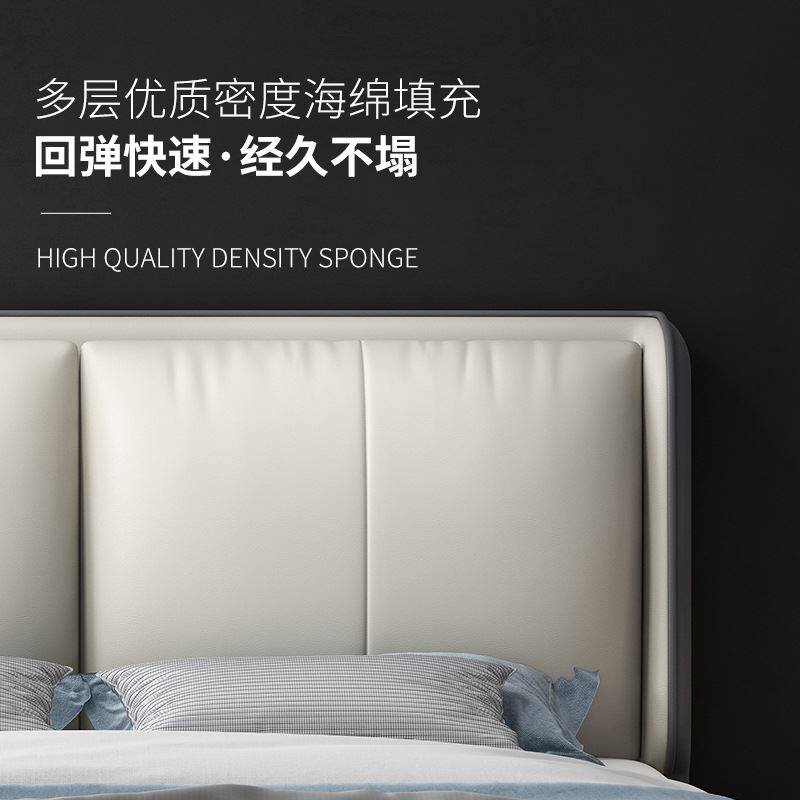 现货速发科技布轻奢床 主卧简约双人1.8米皮床卧室储物1.5m实木布