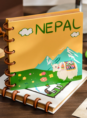 速发蘑菇扣尼手划手工方形手账本活页计尔纸空白内页日记本高级感