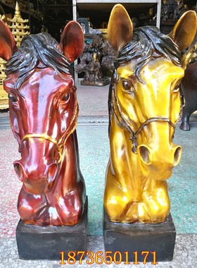 速发特大号纯铜马铜马首头生马肖动器家居饰品礼品办公室铜物摆件