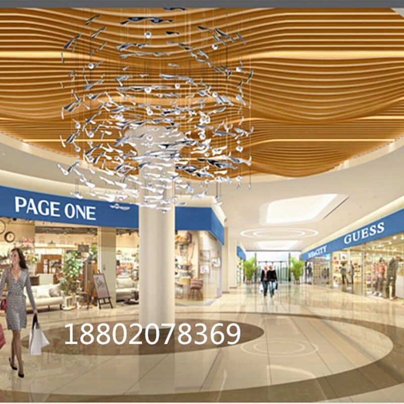 速发商场吊顶弧形铝方通喷涂色铝条木纹铝方管u型铝方通铝板