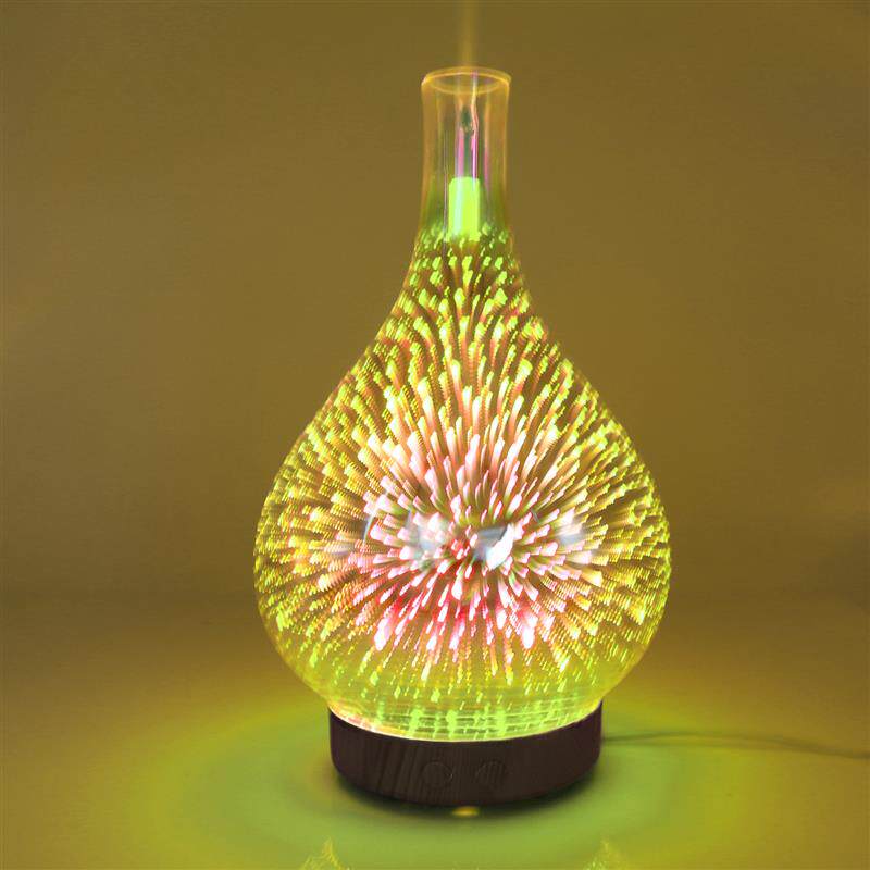 速发USB玻璃七彩花瓶加湿器家用3D迷你小电器香薰机夜灯静音雾化