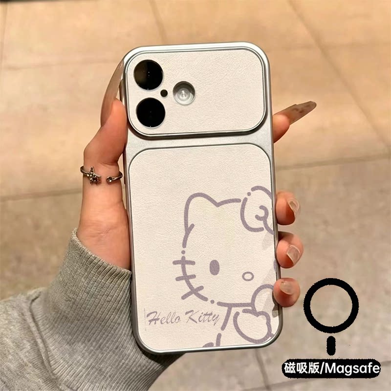 淡紫色线条 Hello Kitty手机壳可爱苹果18promax新款手机壳iPhone air/17pro/15plus14小羊皮13pro手机套冰感