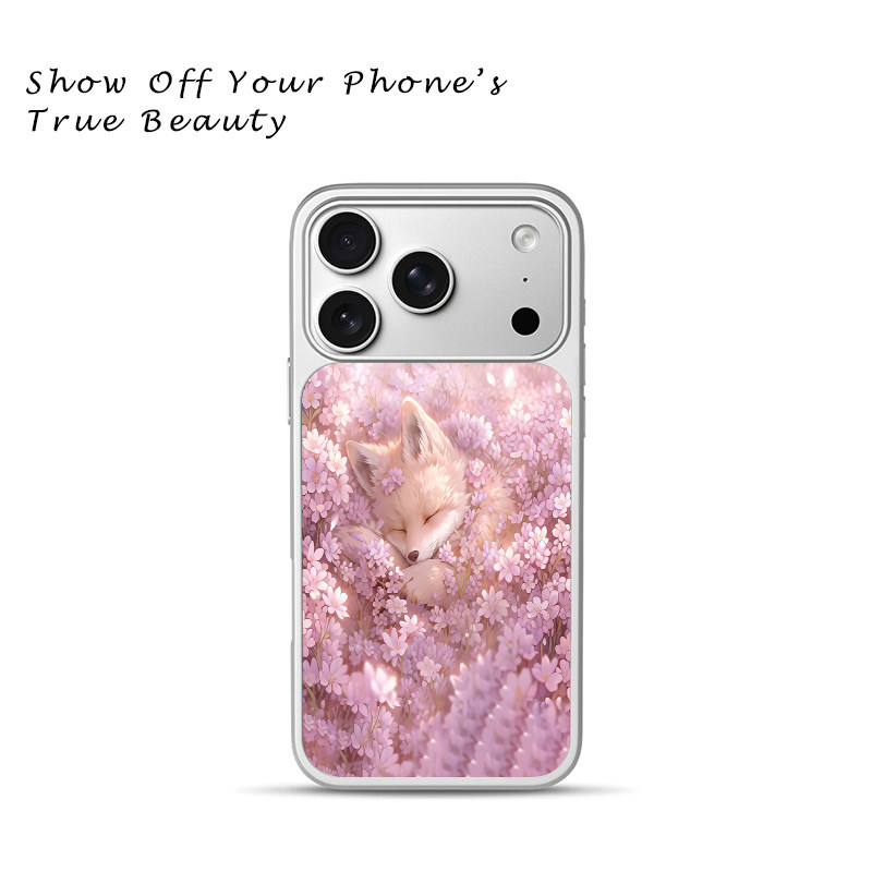 花海沉睡小狐狸手机壳梦幻紫花适用于苹果17promax新款手机壳iPhone air/16pro/15plus14玻璃13pro手机套冰感