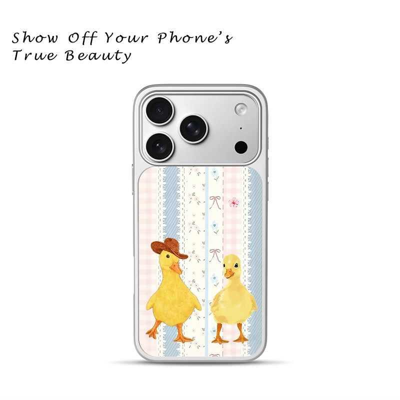 两只小鸭创意适用于苹果17promax新款手机壳iPhone air/16pro/15plus14玻璃13pro小众手机套12男女冰感肤感11