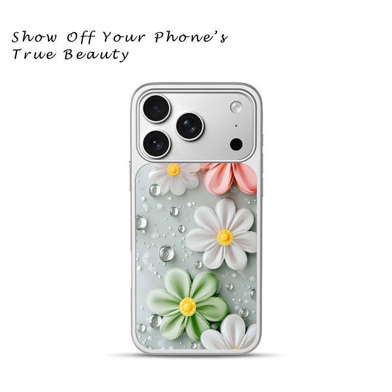 3D立体艺术浮雕花朵手机壳清新适用于苹果17promax新款手机壳iPhone air/16pro/15plus14玻璃13pro手机套冰感