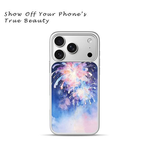ins风梦幻水彩烟花星空手机壳适用于苹果17promax新款手机壳iPhone air/16pro/15plus14玻璃13pro手机套冰感