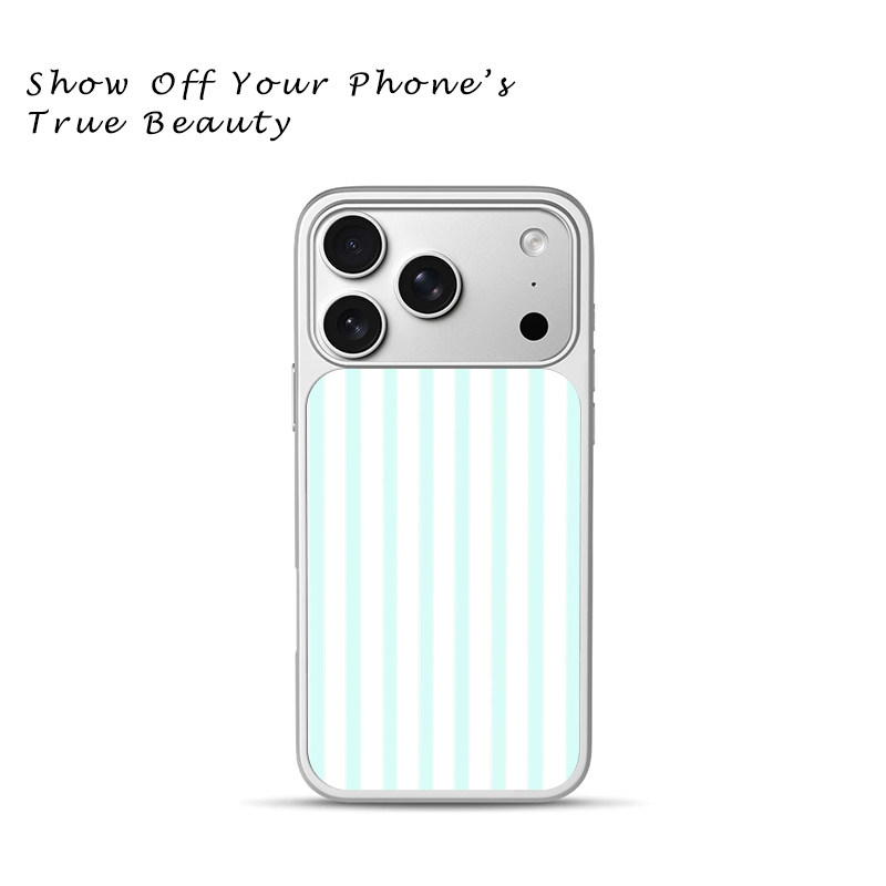 浅薄荷绿竖条纹简约纯色清爽适用于苹果17promax新款手机壳iPhone air/16pro/15plus14玻璃13pro手机套冰感11