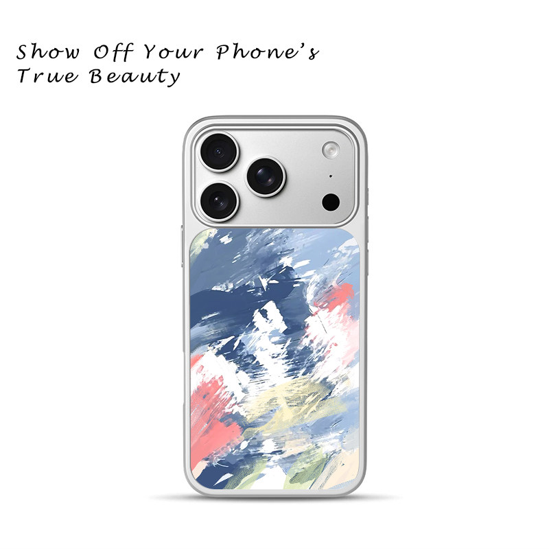 高级感抽象艺术手机壳笔触油画适用于苹果17promax新款手机壳iPhone air/16pro/15plus14玻璃13pro手机套冰感
