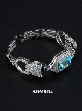 2025璀璨豹纹黄玉S925银镶锆石限量周年潮流时尚手链设计新风尚