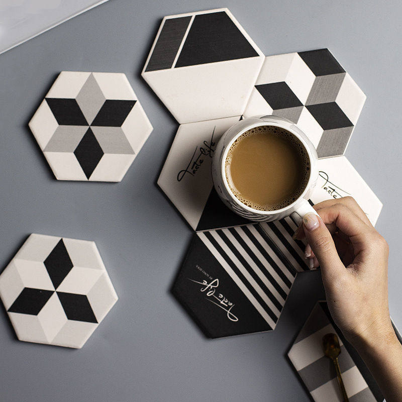 硅藻土图案水壶垫多边形六边形隔热垫快速吸水杯垫耐温餐垫,餐饮具,餐垫,淘宝优惠券,粉丝福利购,淘宝优惠卷