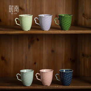 创意浮雕哈哈哈哈哈哈茶杯女士个人专用陶瓷带把颜值女款主人杯