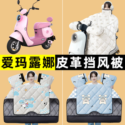 爱玛露娜2024WB30电瓶电动车改装配件冬季专用挡风被加绒加厚防水