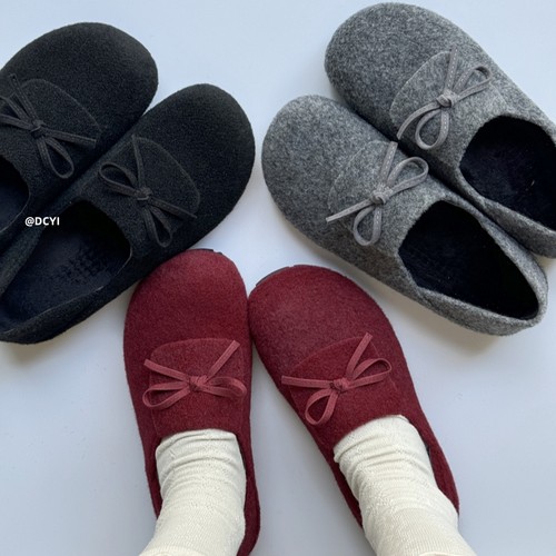 勃肯鞋安可拉红蝴蝶结豆豆鞋棉鞋