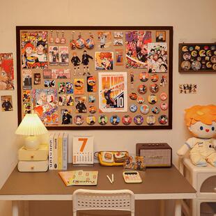 吧唧软木毛毡板免打孔拍立得照片墙上背景板谷子小卡徽章展示墙贴