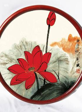 实木圆形画新中式代简约框十thh%lolo字绣裱国画框钻石画装支持现