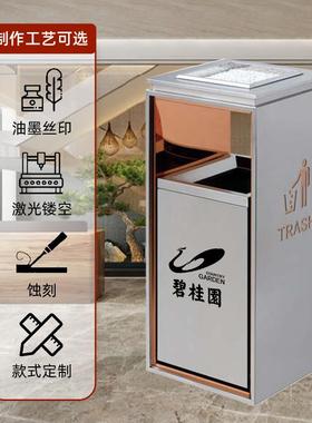 圾无盖不锈钢垃商圾桶场用酒店大堂垃YEY桶专用写字圾楼走廊方形