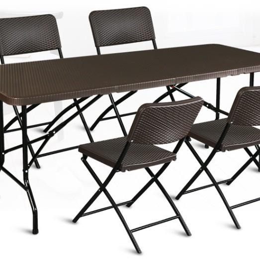 户外桌折叠圆形藤XFD编休桌椅小方桌闲室外露天庭院阳台茶椅组桌