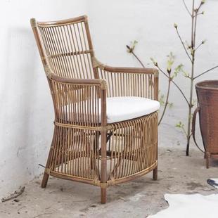 东真南亚藤高靠背椅藤椅天然编餐椅单人阳ECP台藤休闲椅民宿餐椅