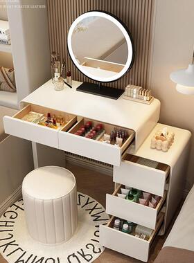 0205新款62CM小户型梳妆台实木化妆781桌奶油风卧室简约一现代斗