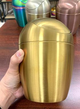 新款304不锈钢垃圾桶型A249彩色蛋形摇盖小式桌面办公室迷纸你篓