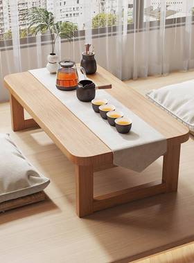 飘小桌子可折XGP窗叠炕桌家用榻米非榻木茶几实床上学习吃饭矮飘