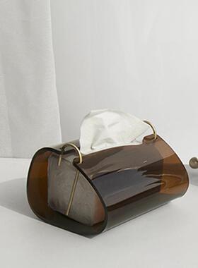 代轻奢亚力金LSY属巾纸现盒家用茶几纸巾收纳创意抽纸克盒软装饰