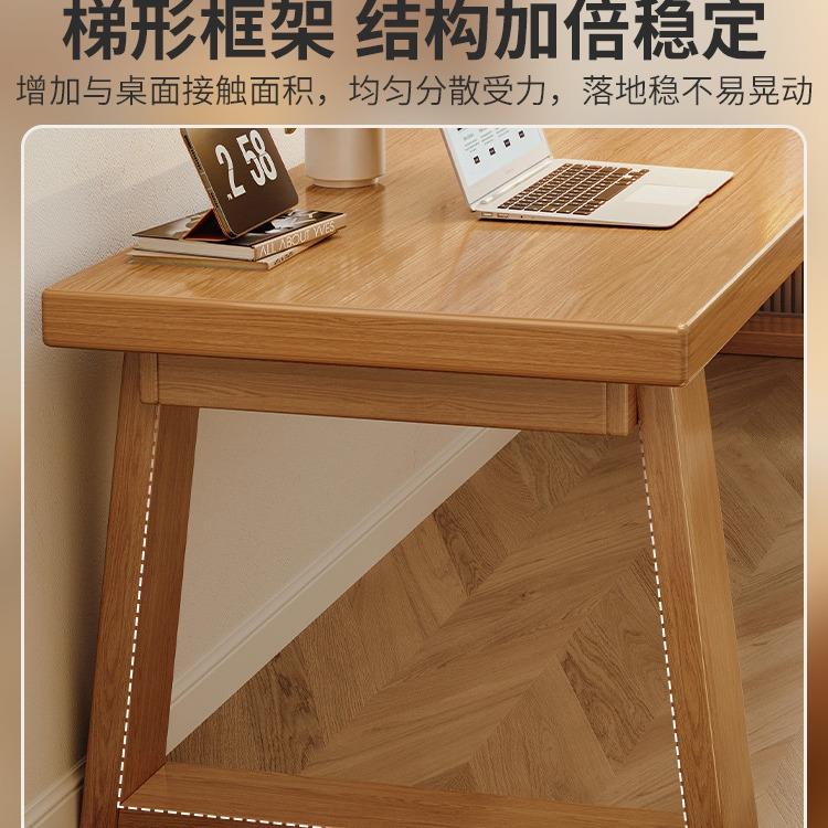 双人书桌学生家用电脑桌实木腿学习桌子简易办公桌长条桌大工作台