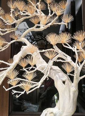 中式高端雕刻客松树室内仿真tb-80581绿植造景装饰橱新迎窗楼梯玄