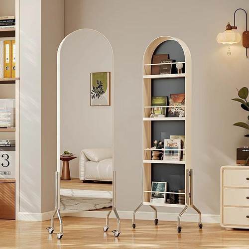 可动纳书架全24112身镜中古移风收杂志架落地书展示置物架旋转穿