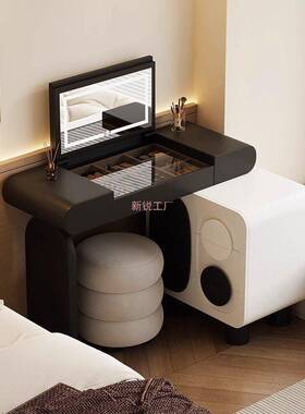 黑白熊猫妆台小户实木37880化妆桌卧室奶油复古风柜梳一体斗新款