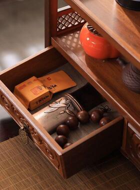 整理茶桌砂桌壶办公茶具博古PDD10077架收纳桌紫面实木置物小型架