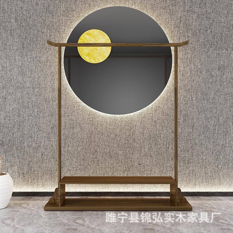 1264新中式复古衣帽架实木挂衣帽架落卧室家用地卧室简约窗衣架橱