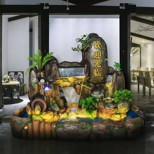 山流水1688泉大型鱼缸倒循环风水轮花喷园庭院室造内景装饰假山水