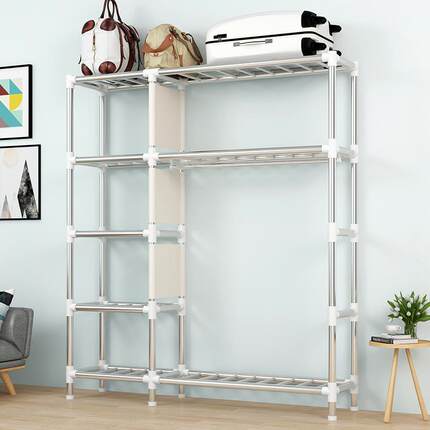 简易家衣出租房加用布衣柜用卧室组装柜子钢管加76103粗柜固收纳