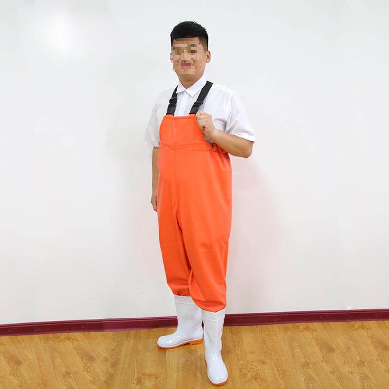 背无品牌/带雨衣身连体雨下水裤耐油耐男磨半养殖服裤水产服套装加厚